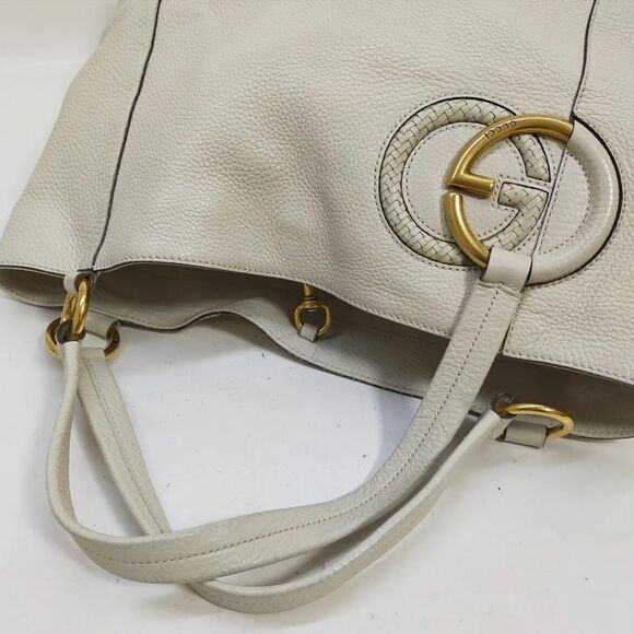 AUTHENTIC GUCCI HANDBAG SHOULDER TOTE OFF WHITE LEATHER - Picture 13 of 15